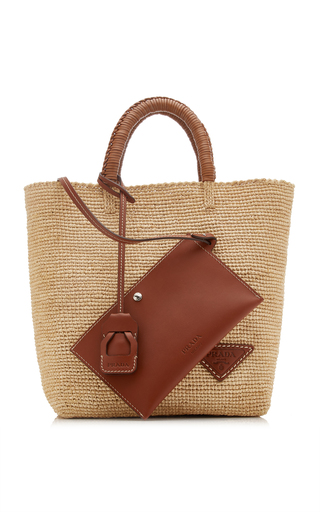 Leather-Trimmed Raffia Tote展示图