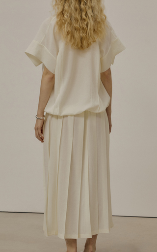 Pleated Voile Maxi Shirt Dress展示图