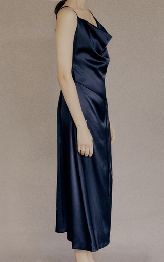 Cowl-Neck Satin Midi Dress展示图