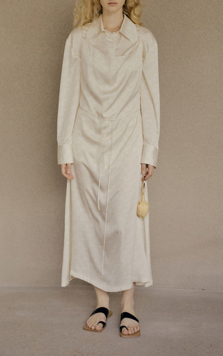 Cowl-Neck Satin Midi Dress展示图