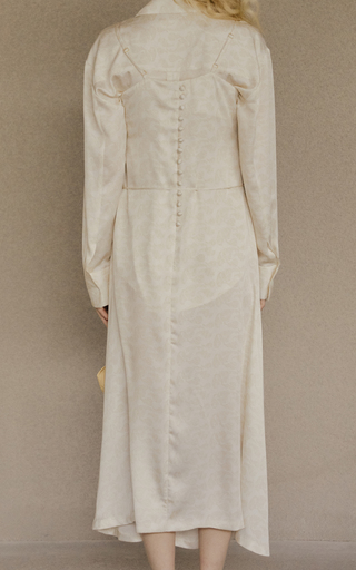 Cowl-Neck Satin Midi Dress展示图