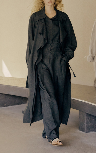 Pleated Linen Wide-Leg Trousers展示图