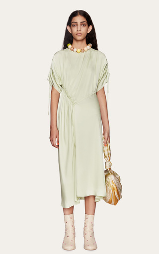 Davina Ruched Satin Midi Dress展示图