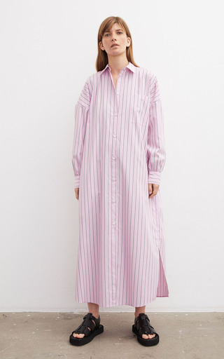 Eina Oversized Striped Cotton Maxi Shirt Dress展示图