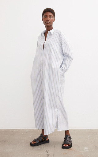 Eina Oversized Striped Cotton Maxi Shirt Dress展示图