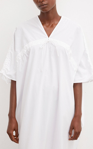 Mironia Ruched Organic Cotton Midi Dress展示图