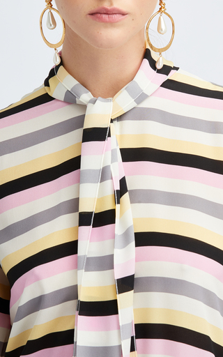 Striped Asymmetric Silk Blouse展示图
