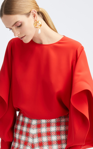 Cascade Long Sleeve Silk-Blend Blouse展示图