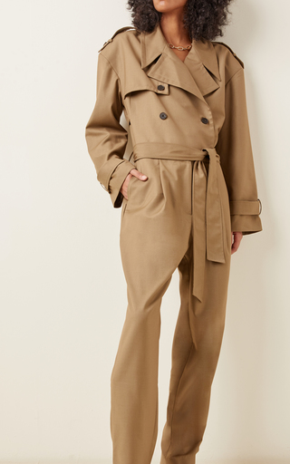 Gabardine Double-Breasted Trench Jumpsuit展示图