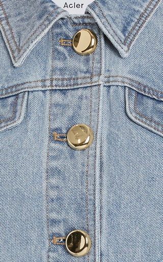 Florence Puff-Sleeve Washed Denim Jacket展示图