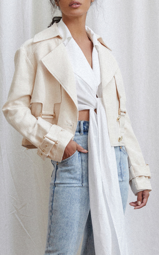 Vermont Buckle-Detailed Linen-Cotton Cropped Jacket展示图