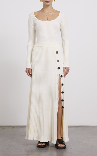 Hettie Cotton Ribbed-Knit Maxi Skirt展示图