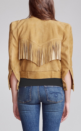 Fringe Western Suede Bomber Jacket展示图