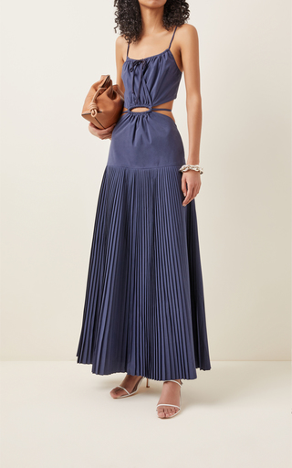 Rem Pleated Cutout Poplin Maxi Dress展示图