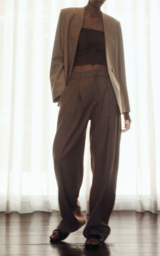 Wool-Crepe Collarless Blazer展示图