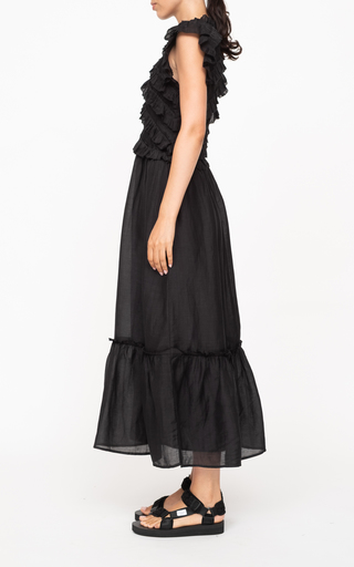 Eleanor Linen-Blend Tiered Maxi Dress展示图