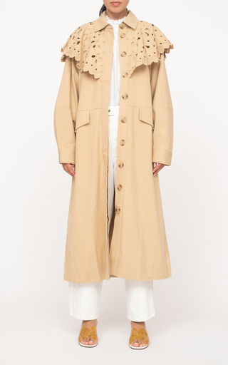 Hazel Broderie-Trimmed Gabardine Trench Coat展示图