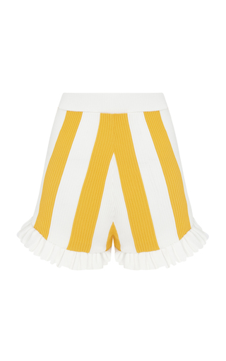 Striped High Waist Knit Mini Shorts展示图