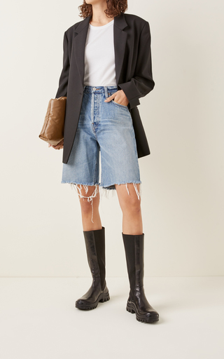 90s Pinch-Waist Rigid High-Rise Straight-Leg Shorts展示图