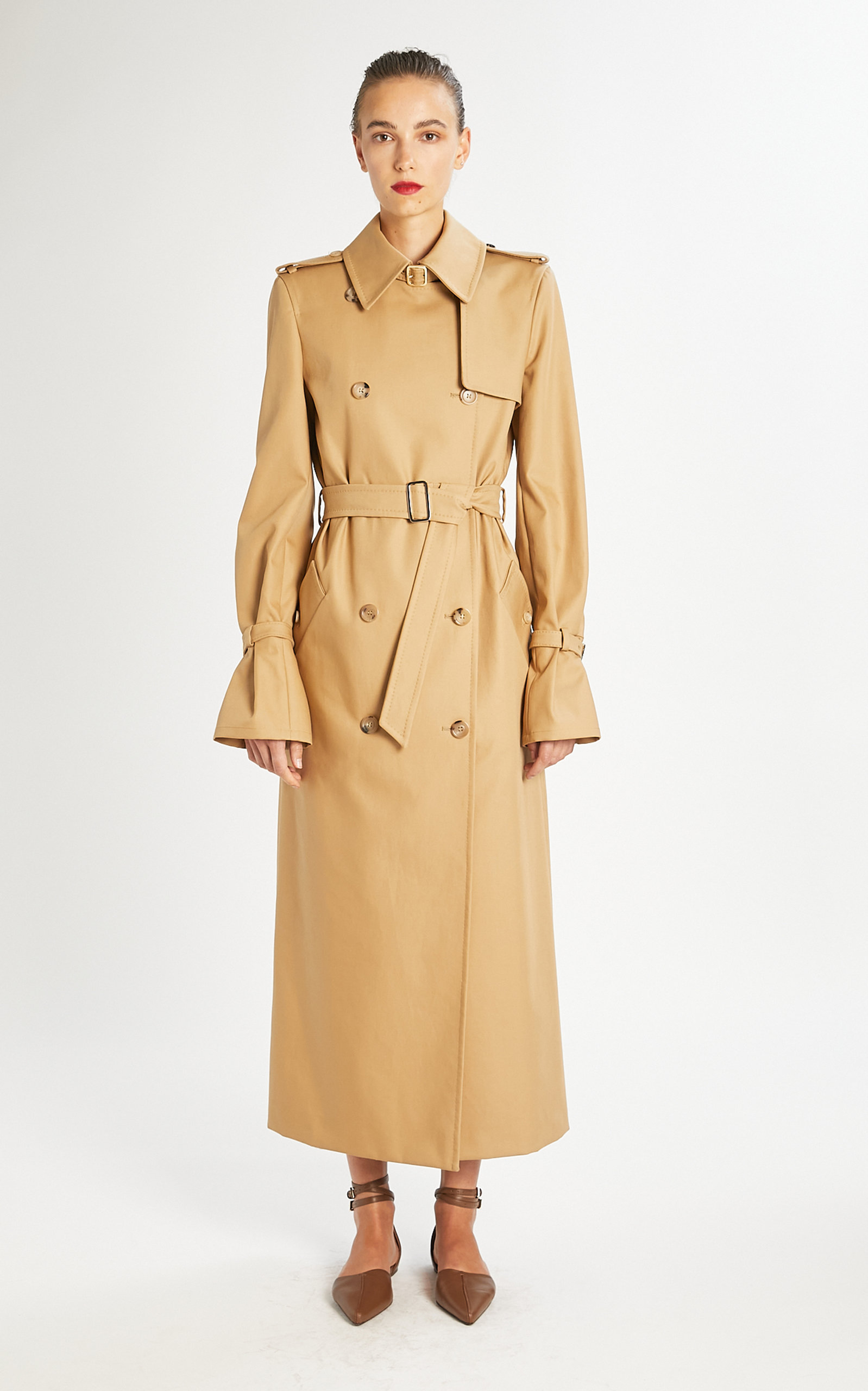 Max Mara Larix Belted Cotton Gabardine Trech Coat In Neutral ModeSens