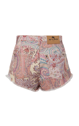 Patchwork Paisley Denim Shorts展示图