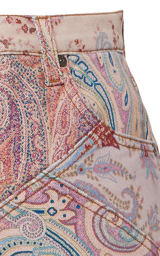 Patchwork Paisley Denim Shorts展示图