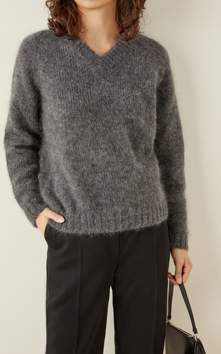 Mohair-Blend V-Neck Sweater展示图