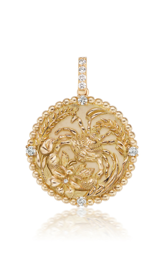 18K Yellow Gold Classic Zodiac Medallion Necklace展示图