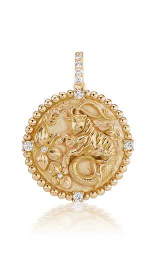 18K Yellow Gold Classic Zodiac Medallion Necklace展示图