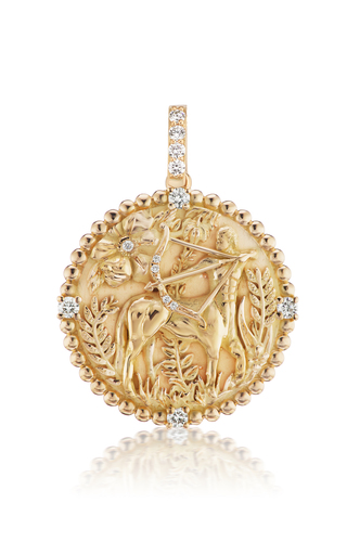 18K Yellow Gold Classic Zodiac Medallion Necklace展示图