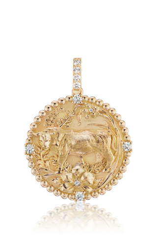 18K Yellow Gold Classic Zodiac Medallion Necklace展示图