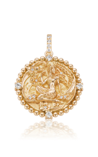 18K Yellow Gold Classic Zodiac Medallion Necklace展示图