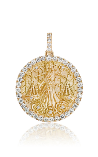 18K Yellow Gold Diamond Zodiac Medallion Necklace展示图