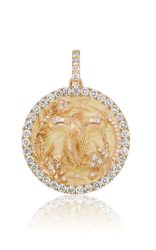 18K Yellow Gold Diamond Zodiac Medallion Necklace展示图