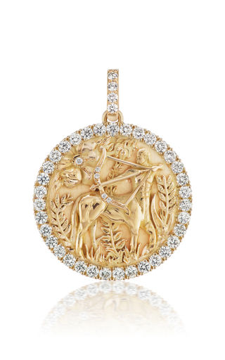 18K Yellow Gold Diamond Zodiac Medallion Necklace展示图