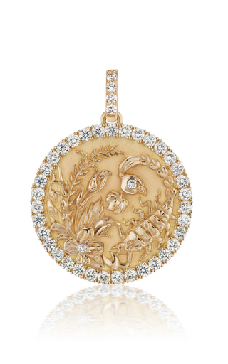 18K Yellow Gold Diamond Zodiac Medallion Necklace展示图