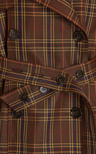 Ring-Detailed Checked Gabardine Trench Coat展示图