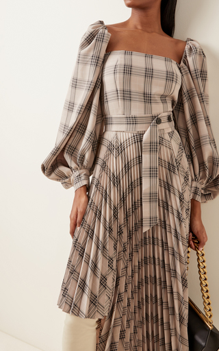 Convertible Off-The-Shoulder Plaid Cropped Top展示图