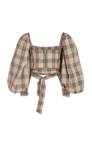 Convertible Off-The-Shoulder Plaid Cropped Top展示图