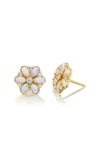 Confetti 18K Yellow Gold Opal, Diamond Earrings展示图