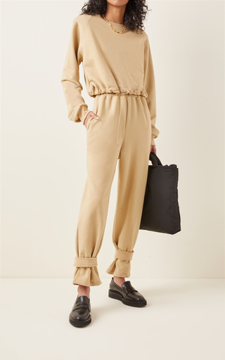 Padded-Shoulder Cotton Drawstring Sweatshirt展示图