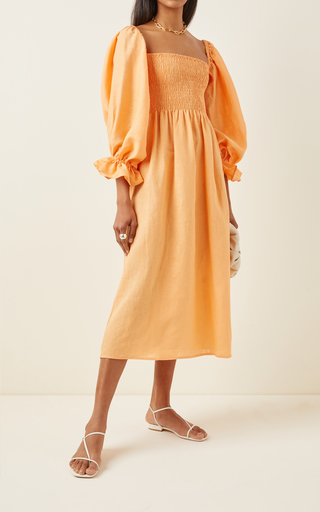 Atlanta Balloon Sleeve Linen Dress展示图