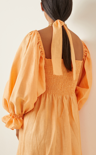 Atlanta Balloon Sleeve Linen Dress展示图