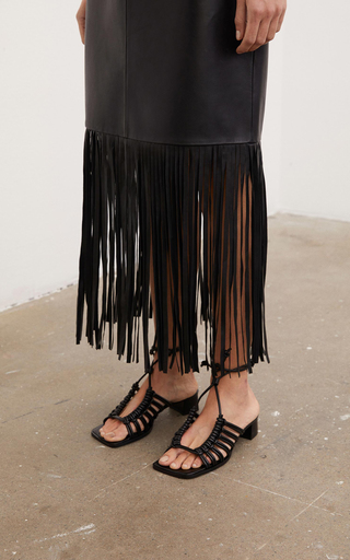 Davidia Leather Fringe Skirt展示图