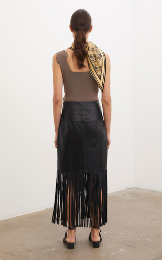 Davidia Leather Fringe Skirt展示图