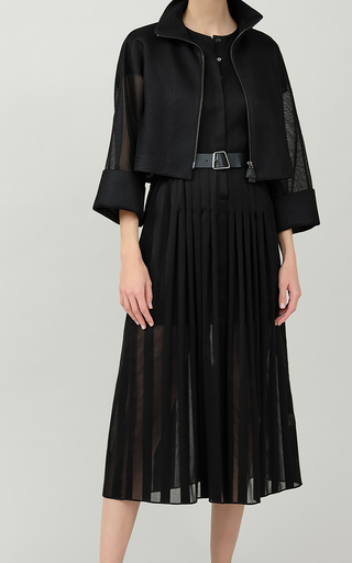 Pleated Cotton Midi Dress展示图