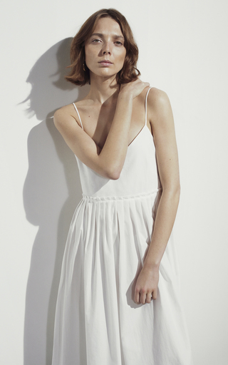 Aspen Washed Cotton Poplin Midi Dress展示图