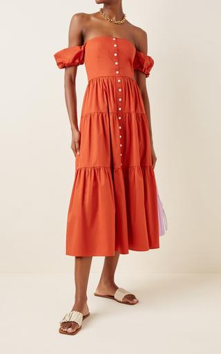 Elio Off-The-Shoulder Cotton Poplin Midi Dress展示图