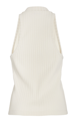 Ribbed Cotton-Blend Racer Tank Top展示图