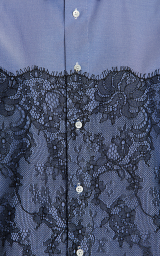 Lace-Paneled Cotton-Blend Oxford Shirt展示图